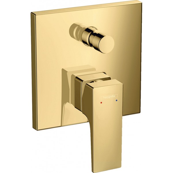 Shower tap Wall-mounted external part 2 way material: Brass mixer With plate without hand shower, hose and holder polished gold optic, color: Gold surface: Glossy Wall-mounted - external part