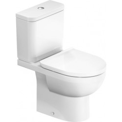 Floor standing close-coupled toilet & flushing cistern & toilet seat soft closing, style: Wrapover horizontal outlet p Rimless Simple White Alpin 65,5x36,5 surface: Glossy, color: White