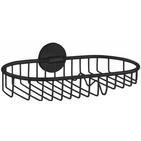 Sponge box material: Brass Single Single-mounted deep 24x14x4cm, color: Black surface: Matt Shower baskets