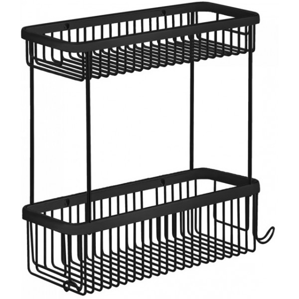 Sponge box material: Brass Double Double-mounted deep 34x13x32 cm, color: Black surface: Matt Shower baskets Sponge box material: Brass Double Double-mounted deep 34x13x32 cm, color: Black surface: Matt Shower baskets