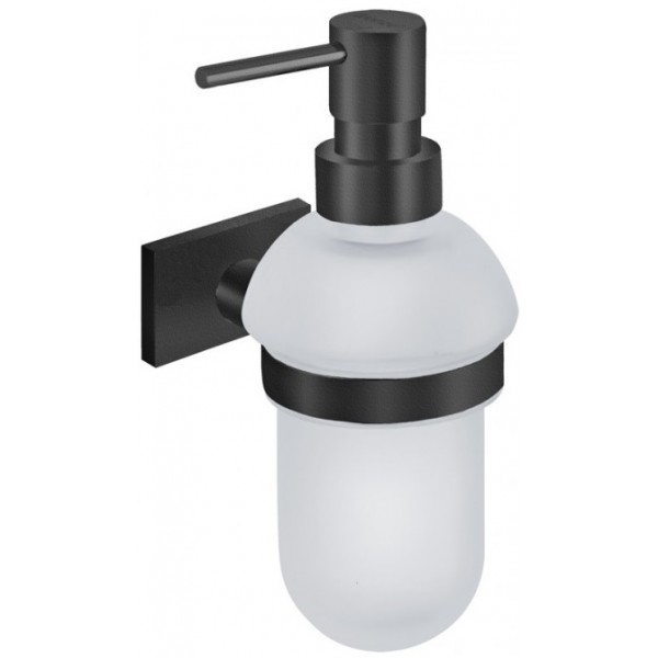 Dispenser από ορείχαλκο επίτοιχος τύπος με τετράγωνη ροζέτα, χρώμα: Μαύρο επιφάνεια: Ματ Dispenser