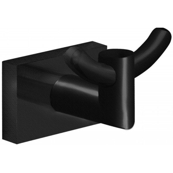 Hook double Flat wall mounted material: Brass, color: Black surface: Matt Hooks