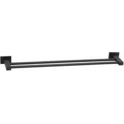 Towel 59x12x4 cm Fixed double material: Brass, color: Black surface: Matt Towel rails