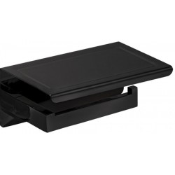 Paper holder with shelf material: Brass 19x12x8cm, color: Black surface: Matt Toilet paper holders