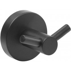 Hook double Flat wall mounted material: Brass, color: Black surface: Matt