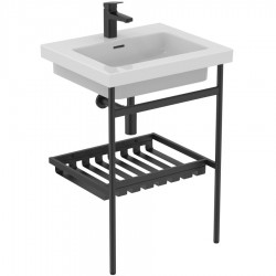 Βάση επίπλου με νιπτήρα 61x51x81,7 από μέταλλο επιδαπέδιου τύπου με 1 νιπτήρα extra & σιφώνι Silk Black, χρώμα: Μαύρο Βάσεις επίπλου με νιπτήρα