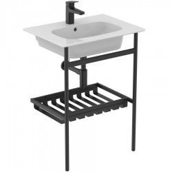 Furniture base with washbasin 64x46x83,6 material: Metal 1 basin countertop, color: Black Cabinets with wash basin