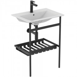 Βάση επίπλου με νιπτήρα 64x46x83,6 από μέταλλο επιδαπέδιου τύπου με 1 νιπτήρα connect & σιφώνι Silk Black, χρώμα: Μαύρο Βάσεις επίπλου με νιπτήρα
