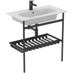 Furniture base with washbasin 84x46x81,7 material: Metal 1 basin countertop, color: Black Cabinets with wash basin