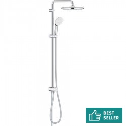 Βέργα με κεφαλή ντους από ορείχαλκο με διανομέα 116cm, κεφαλή Φ25cm, σπιράλ 1.5m, χρώμα: Χρωμέ επιφάνεια: Γυαλιστερή Βέργες ντους με κεφαλή