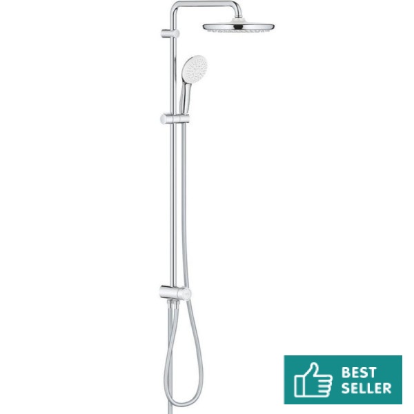 Βέργα με κεφαλή ντους από ορείχαλκο με διανομέα 116cm, κεφαλή Φ25cm, σπιράλ 1.5m, χρώμα: Χρωμέ επιφάνεια: Γυαλιστερή Βέργες ντους με κεφαλή