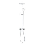 Shower tap with showerpipe and overhead shower Wall-mounted material: Brass mixer, color: Chrome surface: Glossy Wall-mounted exposed with showerpipe and overhead shower