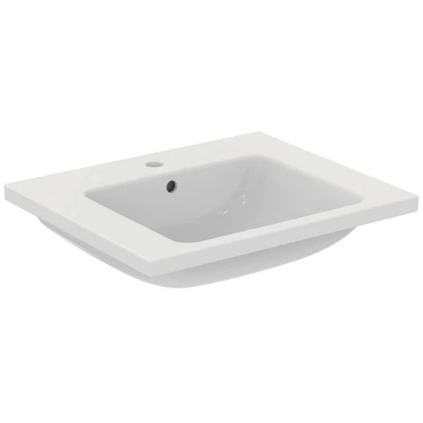Washbasin for furniture 61x51 material: Porcelain With one hole With overflow, color: White surface: Glossy Furniture basins