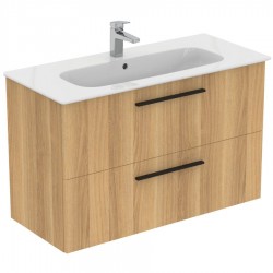 Furniture base with washbasin 104x46x64,5 material: Wood composite 1 basin wall mounted, color: Wood Oak