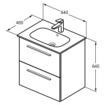 Furniture base with washbasin 64x46x64,5 material: Wood composite 1 basin wall mounted Carbon Grey Matt, color: Dark Grey Cabinets with wash basin