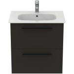 Furniture base with washbasin 64x46x64,5 material: Wood composite 1 basin wall mounted Carbon Grey Matt, color: Dark Grey Cabinets with wash basin