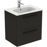 Furniture base with washbasin 64x46x64,5 material: Wood composite 1 basin wall mounted Carbon Grey Matt, color: Dark Grey Cabinets with wash basin