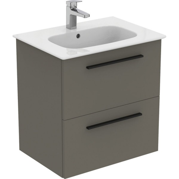 Furniture base with washbasin 64x46x64,5 material: Wood composite 1 basin wall mounted, color: Grey Cabinets with wash basin