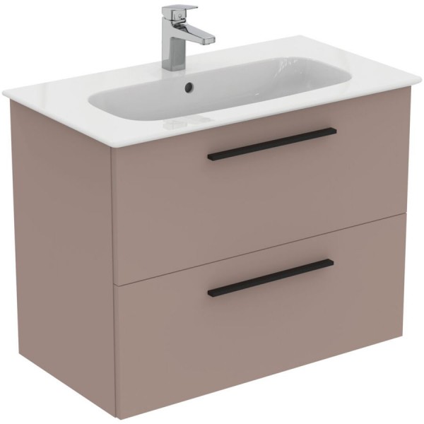 Furniture base with washbasin 84x46x64,5 material: Wood composite 1 basin wall mounted Greige Matt, color: Grey/Beige Cabinets with wash basin Furniture base with washbasin 84x46x64,5 material: Wood composite 1 basin wall mounted Greige Matt, color: Grey/Beige Cabinets with wash basin