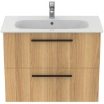 Βάση επίπλου με νιπτήρα 84x46x64,5 από ξύλο συνθετικό επίτοιχου τύπου με 1 νιπτήρα με λαβές silk black, natural oak, χρώμα: Ξύλο Δρυς Βάσεις επίπλου με νιπτήρα
