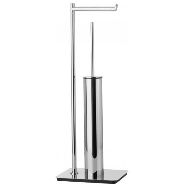 Brush - bin Floor standing material: Brass 60x20x15cm, color: Chrome surface: Glossy Toilet brush holders