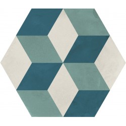 Patchwork tile 25x21,6 Italy, shape: Hexagon 1st choice surface: Matt Cubo Esagono, naturale, 9mm, hue: Mix Patchworks