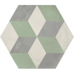 Patchwork tile 25x21,6 Italy, shape: Hexagon 1st choice surface: Matt Cubo Esagono, naturale 9mm, hue: Mix Patchworks
