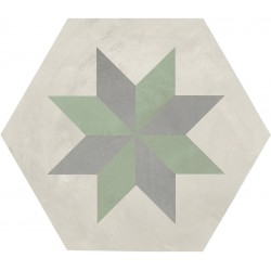 Patchwork tile 25x21,6 Italy, shape: Hexagon 1st choice surface: Matt Stella Esagono, naturale, 9mm, hue: Mix Patchworks
