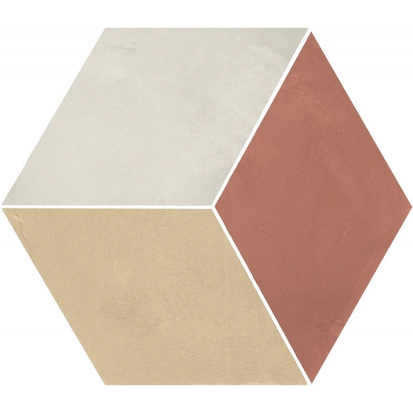 Patchwork tile 25x21,6 Italy, shape: Hexagon 1st choice surface: Matt Rombo Esagono, naturale, 9mm, hue: Mix Patchworks