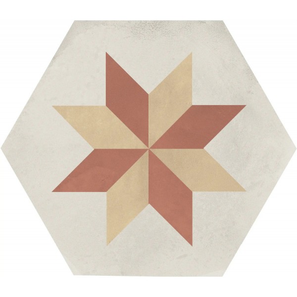 Patchwork tile 25x21,6 Italy, shape: Hexagon 1st choice surface: Matt Stella Esagono, naturale, 9mm, hue: Mix Patchworks