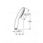 Shower head 1 jet 9,5 lt/min, color: Chrome surface: Glossy Hand showers