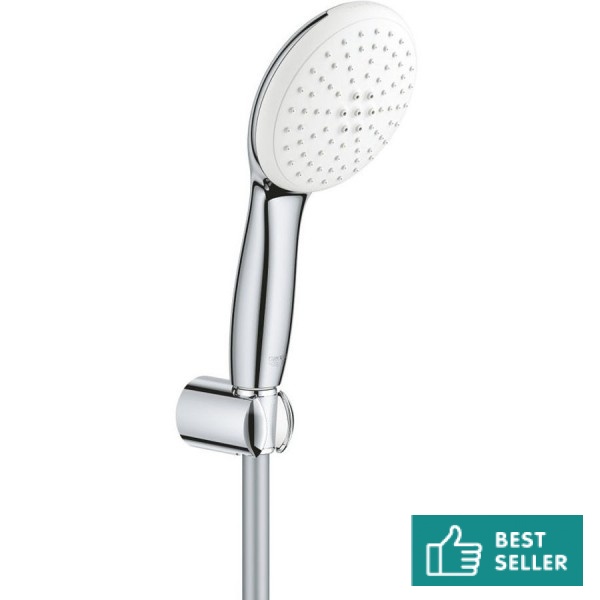 Τηλέφωνο ντους με σπιράλ & στήριγμα 2 ροών με λευκό δίσκο, 5,6 lt/min, 1,50m, χρώμα: Χρωμέ επιφάνεια: Γυαλιστερή Τηλέφωνα