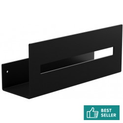 Ράφι μπάνιου 30x9,3x12 από ορείχαλκο με ψηλή διάτρητη πρόσοψη, χρώμα: Μαύρο επιφάνεια: Ματ Ράφια μπάνιου 