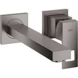 Wash basin tap Wall-mounted - external part 2 holes mixer Without waste, color: Grey material: Brass surface: Brushed Wall-mounted - external part