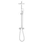Shower tap with showerpipe and overhead shower Wall-mounted material: Brass mixer, color: Chrome surface: Glossy Wall-mounted exposed with showerpipe and overhead shower Shower tap with showerpipe and overhead shower Wall-mounted material: Brass mixer, color: Chrome surface: Glossy Wall-mounted exposed with showerpipe and overhead shower