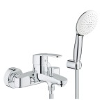 Bathtub tap Wall-mounted exposed material: Brass with hand shower, hose and holder mixer, color: Chrome surface: Glossy Wall-mouned exposed Bathtub tap Wall-mounted exposed material: Brass with hand shower, hose and holder mixer, color: Chrome surface: Glossy Wall-mouned exposed