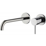 Wash basin tap Wall-mounted concealed - complete set 2 holes material: Brass With push-open waste set, color: Chrome surface: Glossy Wall-mounted - external part Wash basin tap Wall-mounted concealed - complete set 2 holes material: Brass With push-open waste set, color: Chrome surface: Glossy Wall-mounted - external part