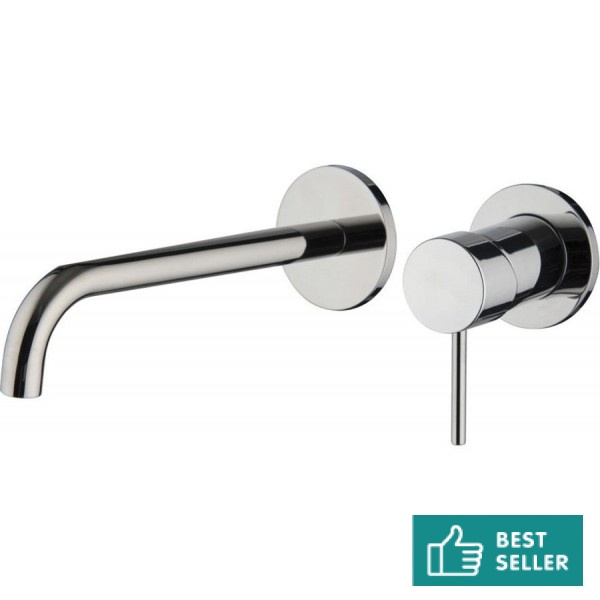 Wash basin tap Wall-mounted concealed - complete set 2 holes material: Brass With push-open waste set, color: Chrome surface: Glossy Wall-mounted - external part Wash basin tap Wall-mounted concealed - complete set 2 holes material: Brass With push-open waste set, color: Chrome surface: Glossy Wall-mounted - external part