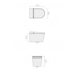 Wall-mounted toilet with shower & toilet seat, style: Wrapover smart toilet 59x38 surface: Matt, color: Black Wall-mounted shower-toilets