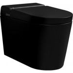 Wall-mounted toilet with shower & toilet seat, style: Wrapover smart toilet 59x38 surface: Matt, color: Black Wall-mounted shower-toilets
