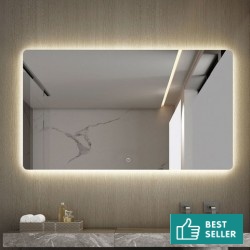 Καθρέπτης, σχήμα: Ορθογώνιο 120x70 από κρύσταλλο με φωτισμό ζεστό & ψυχρό Led Καθρέπτες μπάνιου