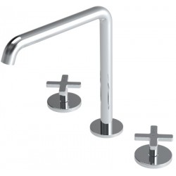 Wash basin tap Deck-mounted dual-level L size material: Brass With pop-up waste set, color: Chrome surface: Glossy Deck-mounted