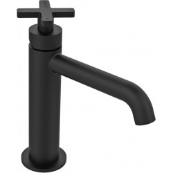 Wash basin tap Deck-mounted material: Brass mixer With push-open waste set Μ size Black Matt, color: Black surface: Matt Deck-mounted