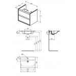 Βάση επίπλου με νιπτήρα 64x46x52 από ξύλο συνθετικό επίτοιχου τύπου με 1 νιπτήρα, χρώμα: Ξύλο Δρυς Βάσεις επίπλου με νιπτήρα