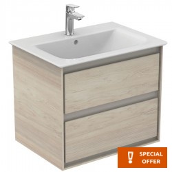 Furniture base with washbasin 64x46x52 material: Wood composite 1 basin wall mounted, color: Wood Oak Cabinets with wash basin