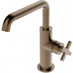 Wash basin tap Deck-mounted L size material: Brass mixer With push-open waste set antique brass, color: Bronze surface: Brushed Deck-mounted