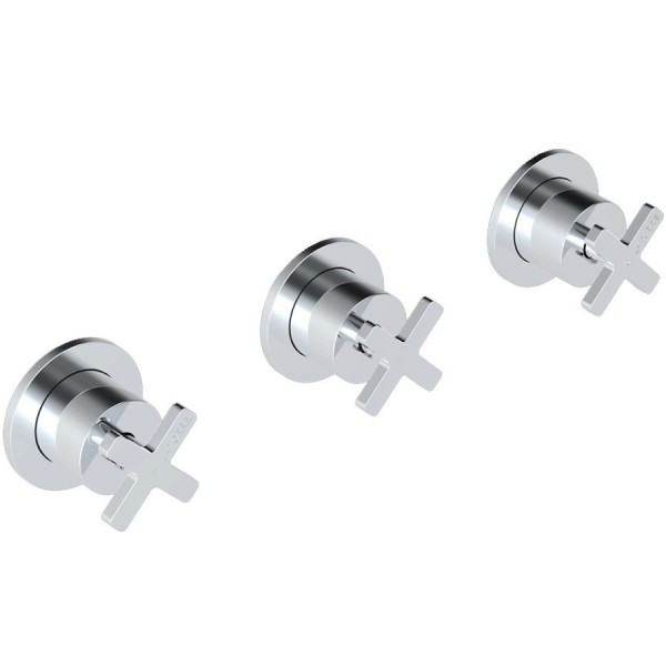 Shower tap Wall-mounted concealed - complete set 2 way / 3 way 3 holes material: Brass mixer without hand shower, hose and holder, color: Chrome surface: Glossy Wall-mounted - external part Shower tap Wall-mounted concealed - complete set 2 way / 3 way 3 holes material: Brass mixer without hand shower, hose and holder, color: Chrome surface: Glossy Wall-mounted - external part