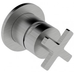 Shower tap Wall-mounted concealed - complete set 1 hole 1 way material: Brass mixer without hand shower, hose and holder inox finish, color: Chrome surface: Brushed Wall-mounted - external part