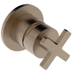 Shower tap Wall-mounted concealed - complete set 1 hole 1 way material: Brass mixer without hand shower, hose and holder antique brass, color: Bronze surface: Brushed Wall-mounted - external part
