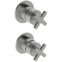 Shower tap Wall-mounted concealed - complete set 2 holes 2 way / 3 way material: Brass mixer without hand shower, hose and holder, color: Chrome surface: Brushed Wall-mounted - external part